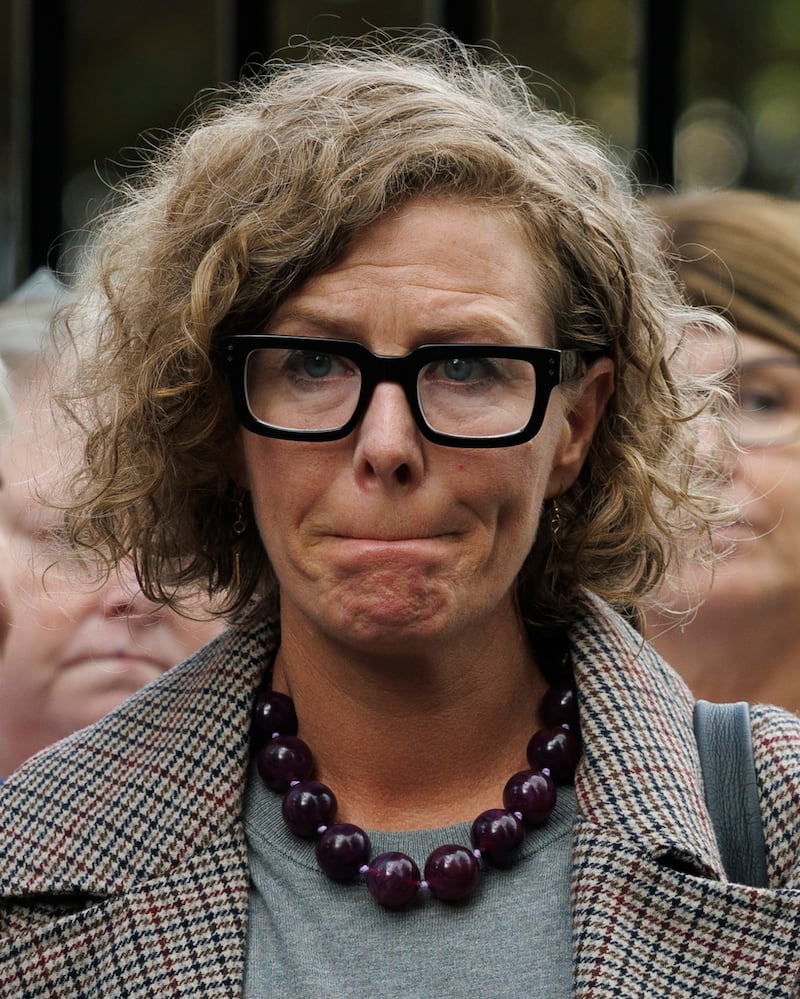 Fiona Donohoe, the mother of 14-year-old Noah Donohoe, outside Belfast Coroner's Court Photograph: Liam McBurney/PA Wire