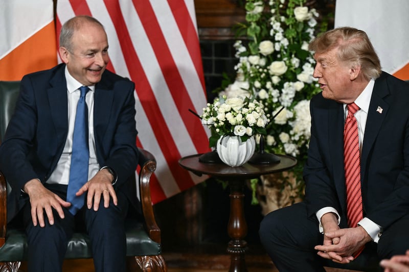 US president Donald Trump meets with Taoiseach Micheál Martin at Farmleigh House in Phoenix Park. Photograph: Brendan Smialowski/AFP via Getty Images
