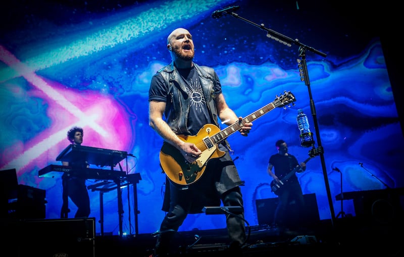 The Script, featuring Danny O'Donoghue, Mark Sheehan and Glen Power, performing at Dublin's 3Arena in 2020. Photograph: Crispin Rodwell for the Irish Times