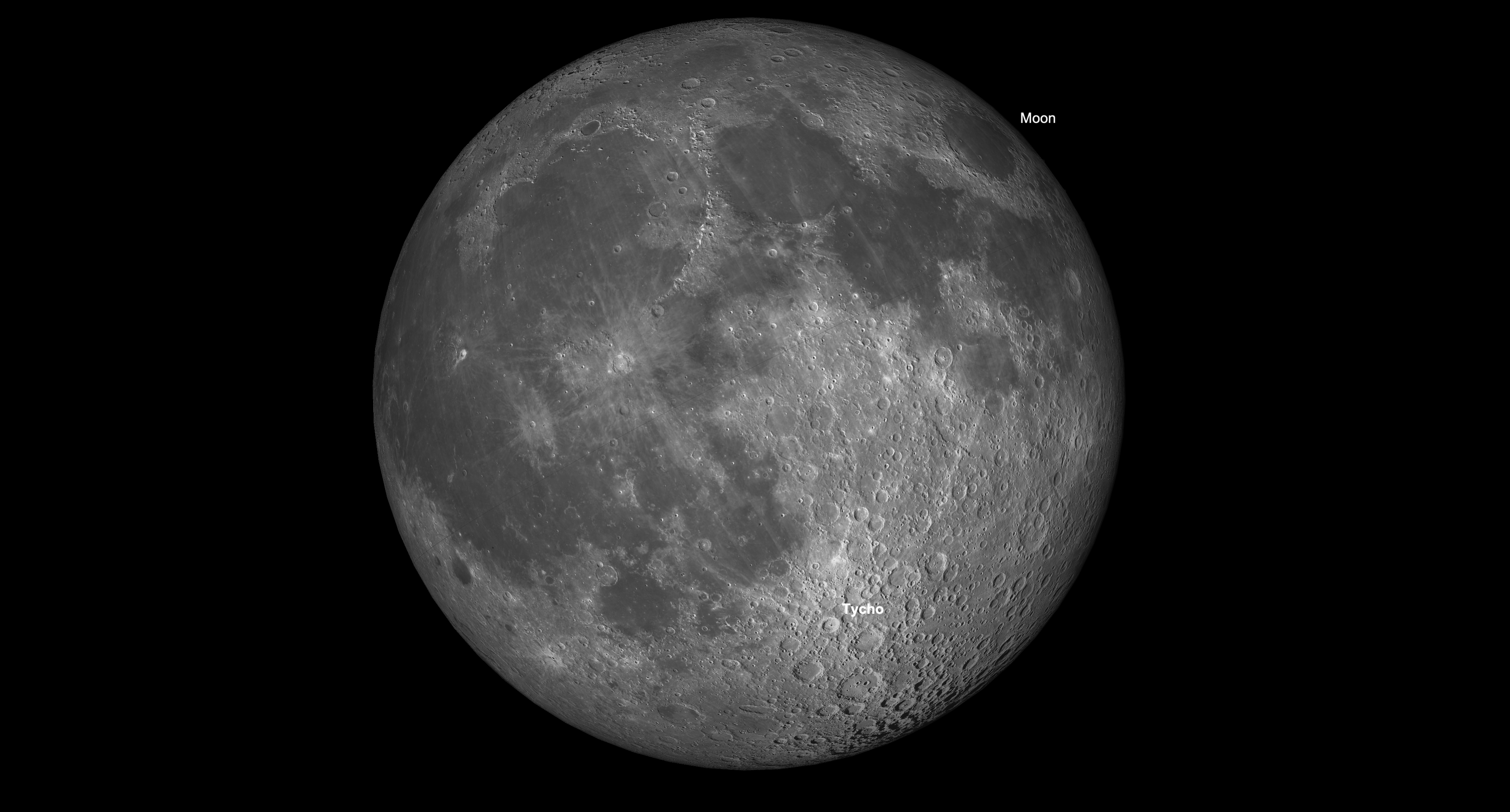 Close-up view of the full Harvest Moon on Sept. 26, 2026, with the crater Tycho labeled.