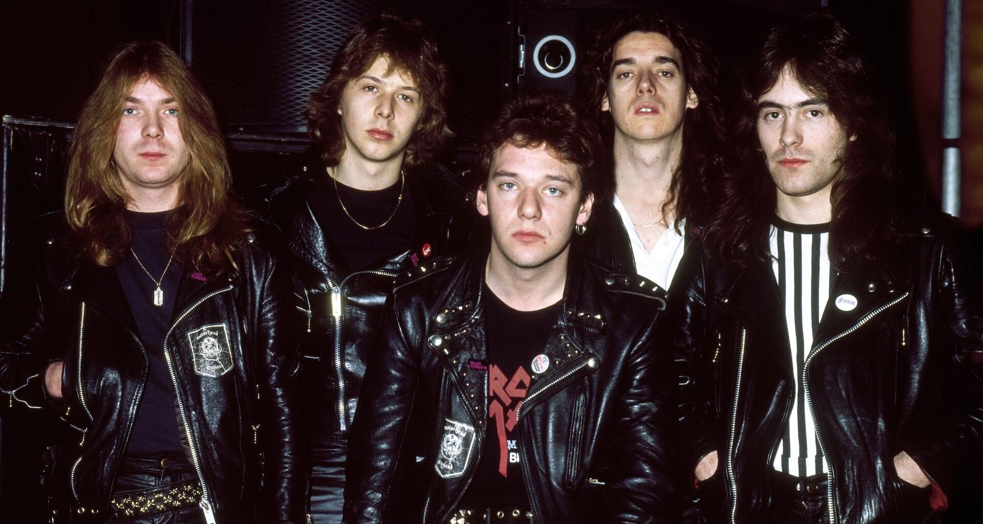 Iron Maiden's 1980 line-up: Dave Murray, Clive Burr, Paul Di'Anno, Dennis Stratton, Steve Harris