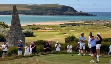 Rory McIlroy hits the driver at St Enodoc