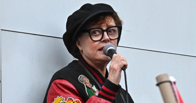 Mandatory Credit: Photo by Erik Pendzich/Shutterstock (14219143p) Susan Sarandon speaks at a Pro-Palestinian rally and march in Union Square on November 17, 2023 in New York City. Susan Sarandon Speaks at Pro-Palestinian Rally, New York City, USA - 17 Nov 2023