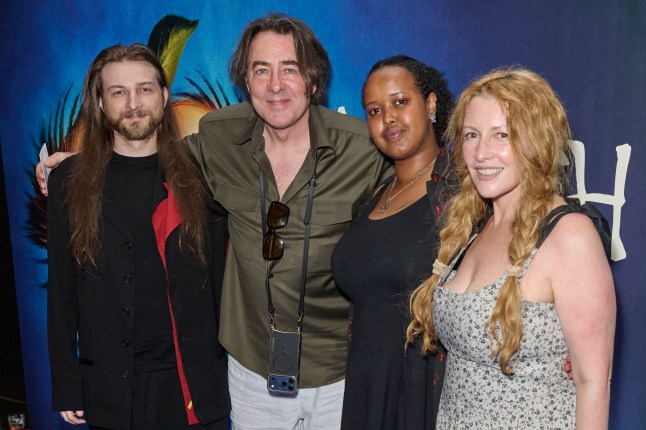 Mandatory Credit: Photo by Alan West/Hogan Media/Shutterstock (17063458br) (L to R) Harvey Kirby Ross, Jonathan Ross, Muna Silver and Jane Goldman 'Death Note' The Musical, Arrivals, Barbican Theatre, London, UK - 11 Aug 2026