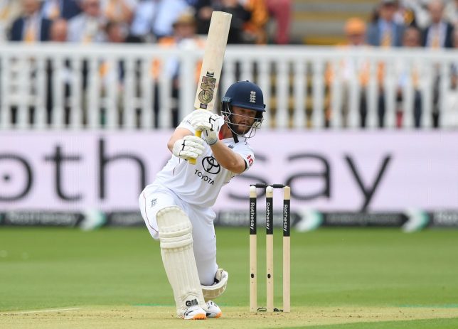 LONDON, ENGLAND - AUGUST 27: Ben Duckett of England hits a four during the first day of the second Rothesay Test match between England and Pakistan at Lord's Cricket Ground on August 27, 2026 in London, England. (Photo by Philip Brown/Getty Images)