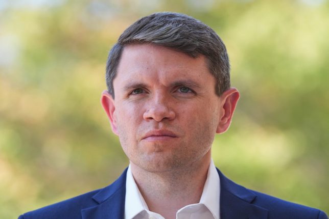 Democratic Senate candidate James Talarico looks on as during a news conference at UTA, Sunday, Aug. 30, 2026, in Arlington, Texas. (AP Photo/LM Otero)