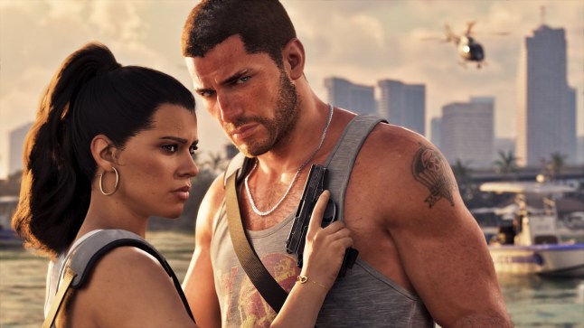 GTA 6 Jason and Lucia stood together at dusk