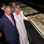 Britain's King Charles, Britain's Queen Camilla and France's President Emmanuel Macron attend a preview event for the Bayeux Tapestry Exhibition, at British Museum in London, Britain, September 2, 2026. Adrian Dennis/Pool via REUTERS