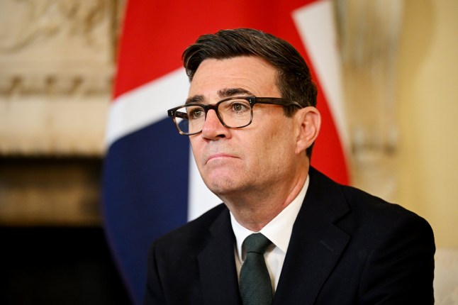 Prime Minister Andy Burnham during a bilateral meeting with French President Emmanuel Macron at 10 Downing Street, London. Leon Neal/PA Wire