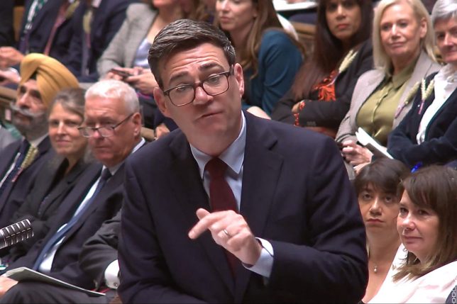 This video grab taken from footage broadcast by the UK Parliamentary Recording Unit (PRU) via the Parliament TV website on September 9, 2026 shows Britain's Prime Minister Andy Burnham speaking during the 'Prime Minister's Questions' (PMQs) in parliament in central London. (Photo by PRU / AFP via Getty Images) / RESTRICTED TO EDITORIAL USE - NO USE FOR ENTERTAINMENT, SATIRICAL, ADVERTISING PURPOSES - MANDATORY CREDIT "AFP PHOTO / PRU"