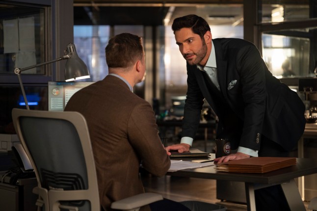 No Merchandising. Editorial Use Only. No Book Cover Usage. Mandatory Credit: Photo by Netflix/Everett/Shutterstock (14215246l) LUCIFER, from left: Scott Porter (back to camera), Tom Ellis, 'Buckets of Baggage', (Season 6, ep. 602, aired Sept. 10, 2021). photo: John P. Fleenor / ?Netflix / Courtesy Everett Collection Everett Collection - 10 Sep 2021
