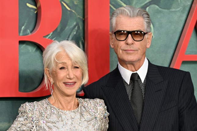 LONDON, ENGLAND - SEPTEMBER 10: Dame Helen Mirren and Pierce Brosnan attend the