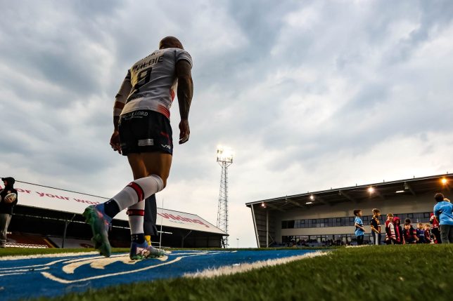 Matty Wildie walks onto the pitch during the BETFRED Championship match between Oldham and Doncaster RLFC at Boundary Park, Oldham, on May 8, 2026. (Photo by MI News/NurPhoto via Getty Images)
