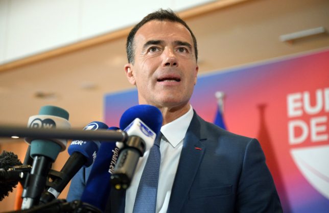 BRUSSELS, BELGIUM - MAY 23: Italian candidate for the presidency of the European Commission Sandro Gozi speaks to press members before of the Eurovision presidential debate at the European Parliament in Brussels, on May 23, 2024. (Photo by Dursun Aydemir/Anadolu via Getty Images)
