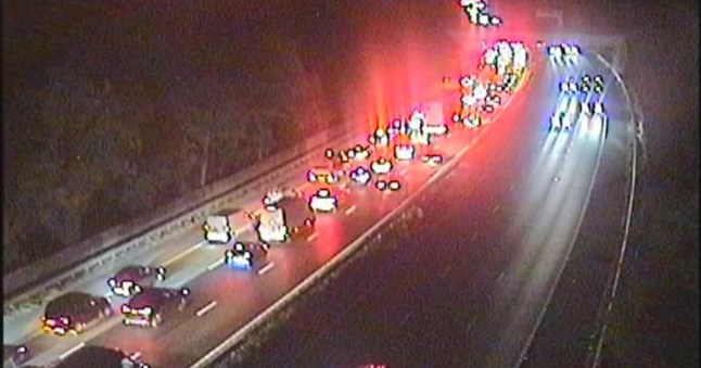 Traffic queueing up on M11 after a crash