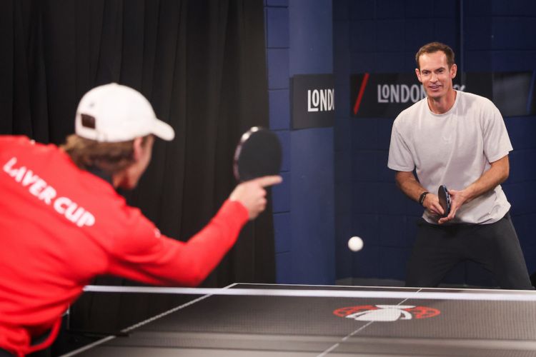 Andy Murray has a game of table tennis with Team World's Alex De Minaur, the player who defeated him at Laver Cup London 2022.