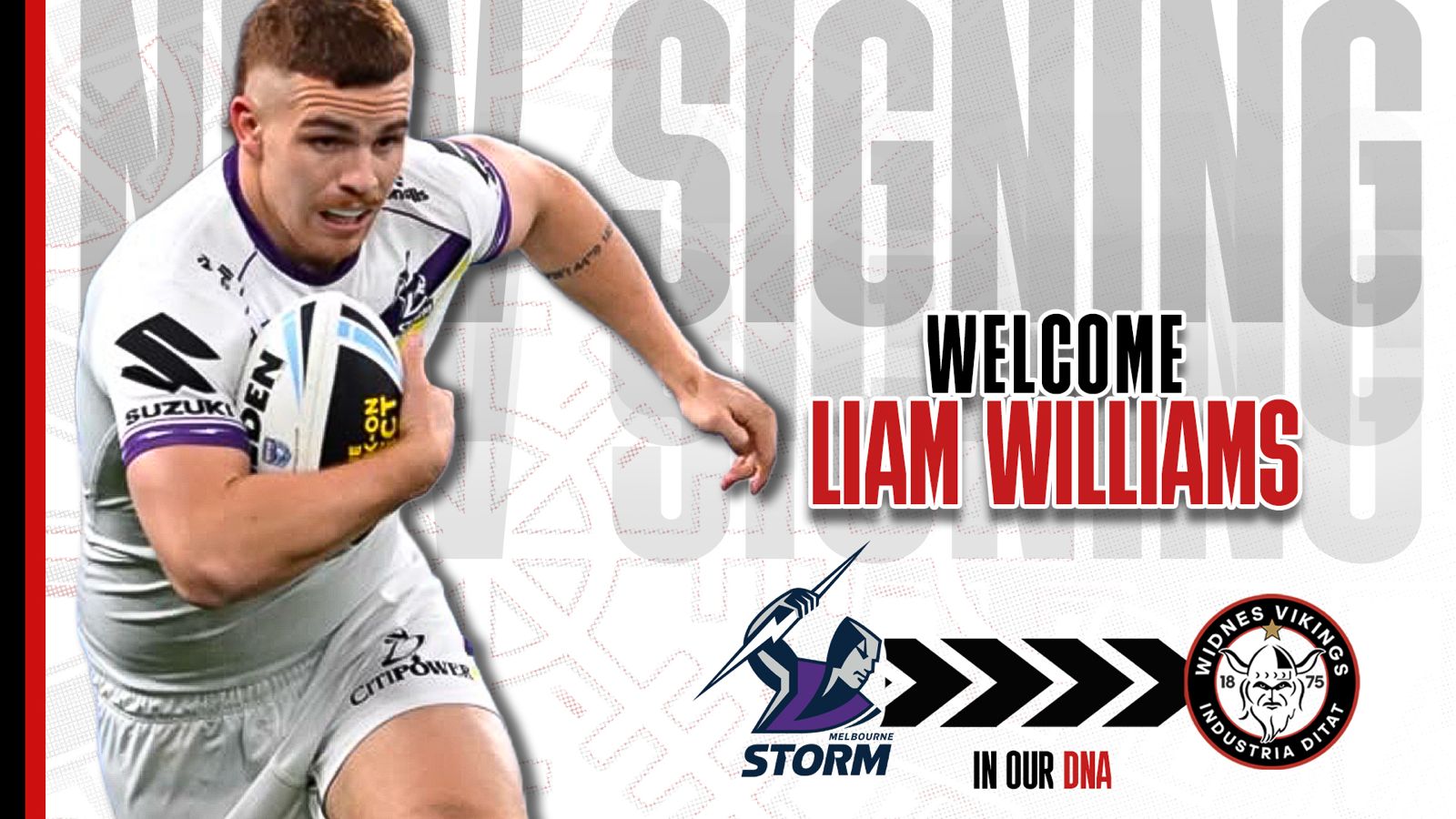 VIKINGS SIGN LIAM WILLIAMS FROM MELBOURNE STORM