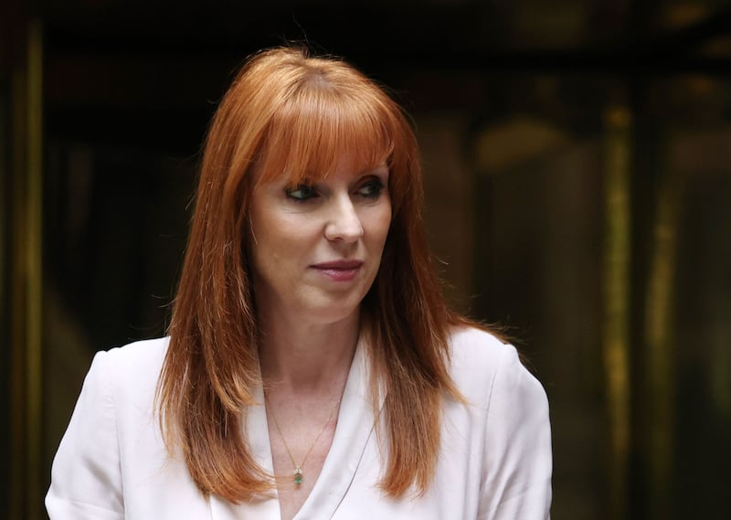 British housing secretary Angela Rayner ahead of arriving at the BBC in London on Sunday. Photograph: Andy Rain/EPA 