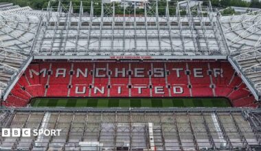 View of Manchester United's Old Trafford stadium from above