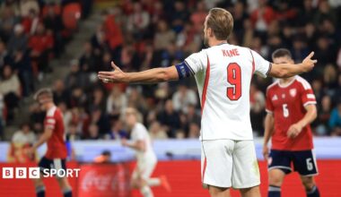 England captain Harry Kane is frustrated during the Uefa Nations League game against the Czech Republic in Prague.