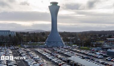 the car park and tower at Edinburgh Airport