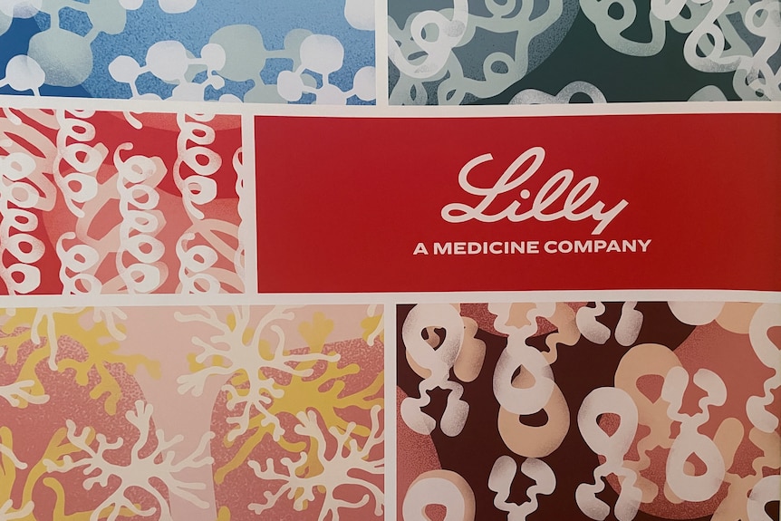 The Eli Lilly logo is displayed at the Clinical Trials on Alzheimer’s Disease conference in San Diego