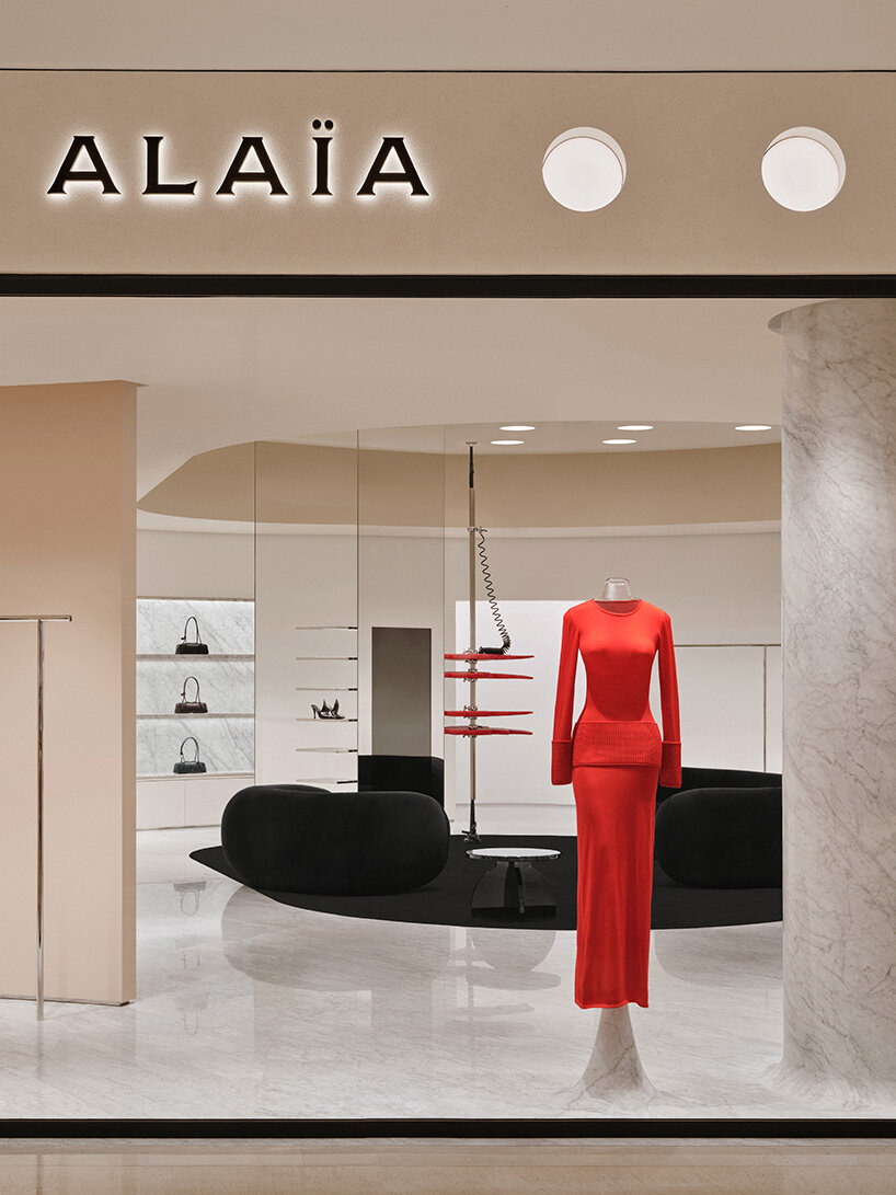 alaïa reopens shanghai boutique with perforated facade and curved interior - 2