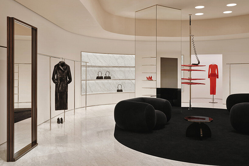 alaïa reopens shanghai boutique with perforated facade and curved interior - 3