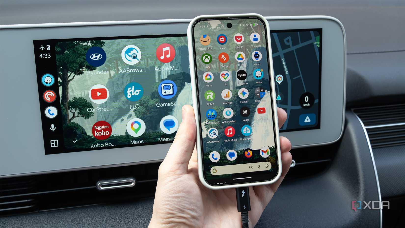 Android Auto running on a Pixel 10 Pro