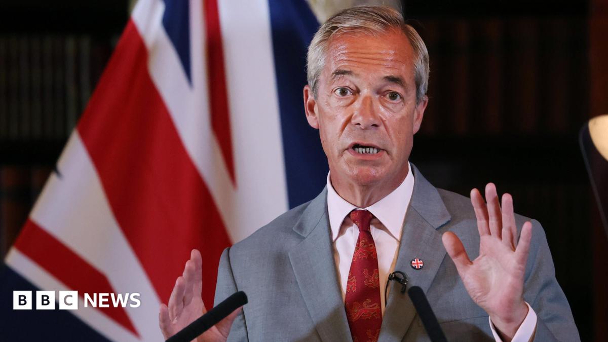 Reform UK leader Nigel Farage speaks during a press conference in London.