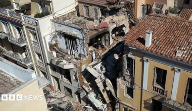 A collapsed building in Athens