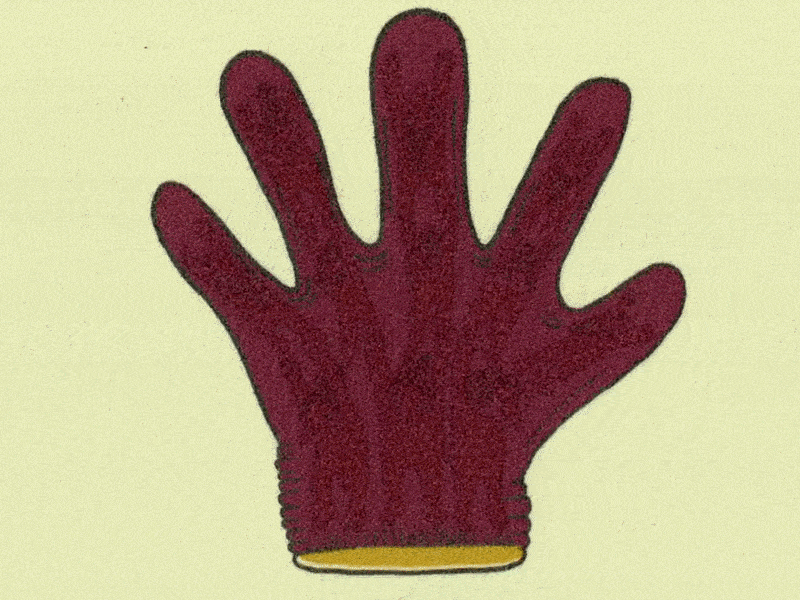 a gif of creatures stacked on top of each other inside a rede glove, from the animation