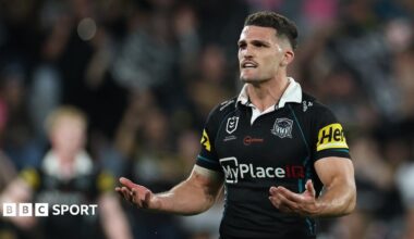 Nathan Cleary is taken from the field on a motorised stretcher