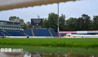 Glamorgan's wet pitch after their game against Kent was abandoned.