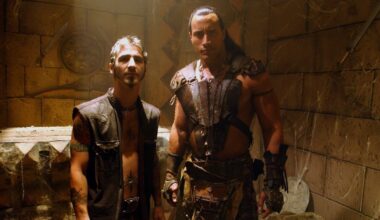 Sully Erna and Duane 'The Rock' Johnson on the set of The Scorpion King / I Stand Alone music video