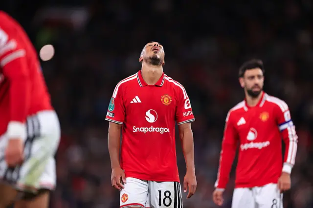 Youri Tielemans of Manchester United looks dejected