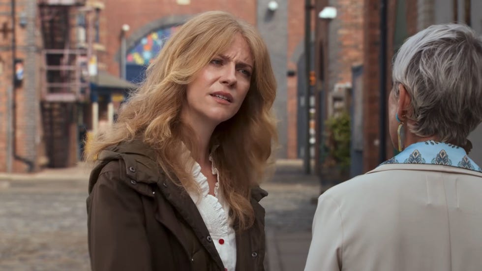 coronation street, not toyah battersby having a conversation with debbie webster in the street