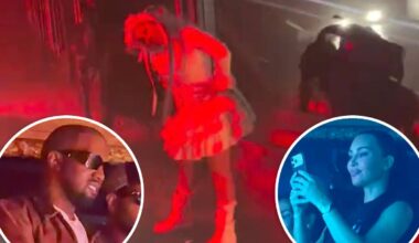 Kim Kardashian and ex Kanye West keep their distance as they support North at her first solo concert