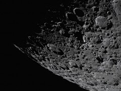 An image showing the surface of the Moon.