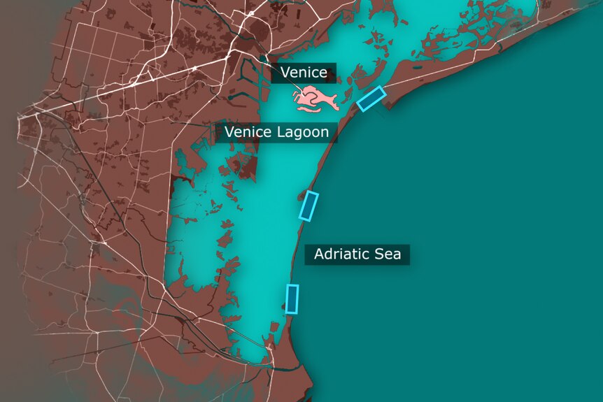 A map of the three entry points to the lagoon.