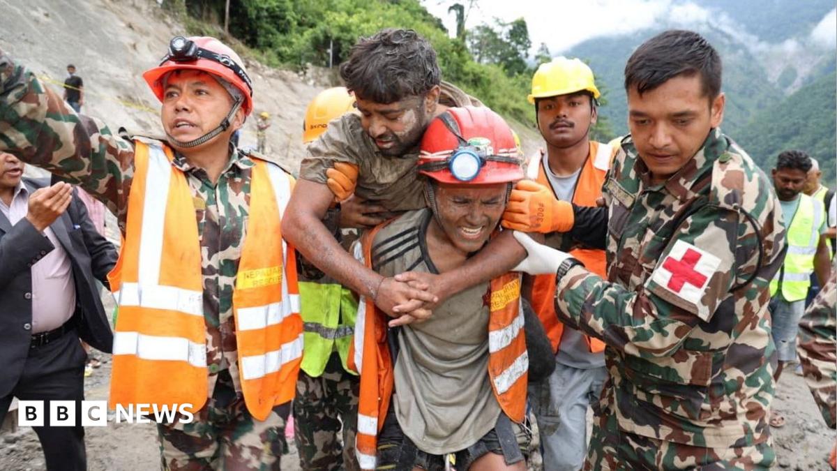 Nepal flooding: Two workers pulled alive from tunnel