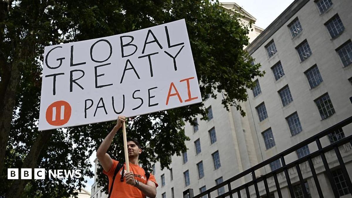 PauseAI activists stage emergency protest outside Downing Street in London