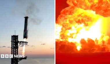 Composite image of the starship safely in its chopsticks, and when it set on fire