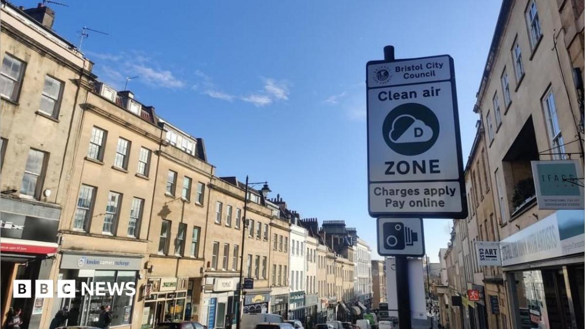 A clean air zone sign on Park Street in central Bristol