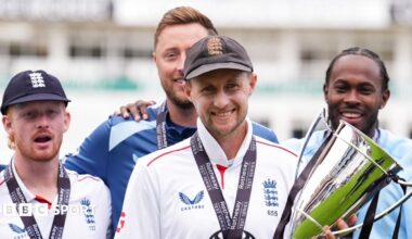 England captain Joe Root looks on