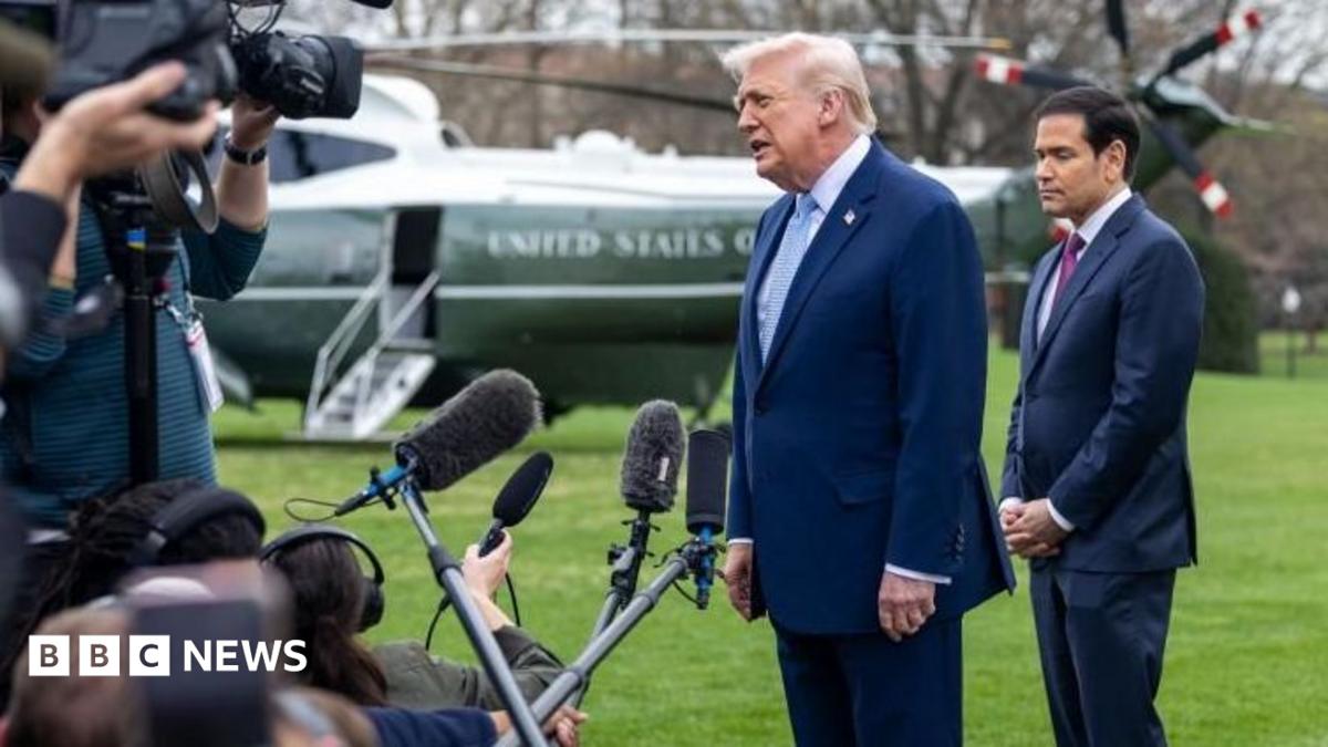 Donald Trump and Marco Rubio speaking to reporters