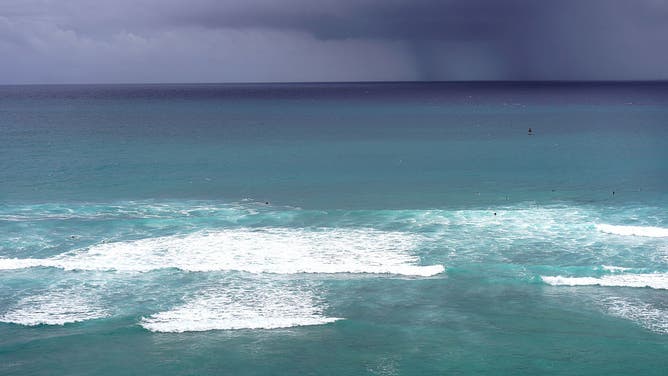 Large waves break off Diamond Head Beach Park in Honolulu, Hawaii, on September 6, 2026.