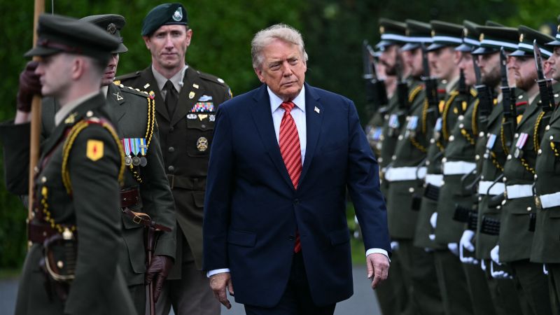 President Trump arrives in Dublin to meet Ireland’s leaders before attending golf tournament