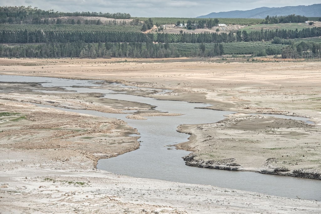 Theewaterskloof Dam in the Western Cape during the 2018 drought. Cape Town could be placed under water restrictions within weeks as the City warns of renewed pressure on the metro’s water supply.