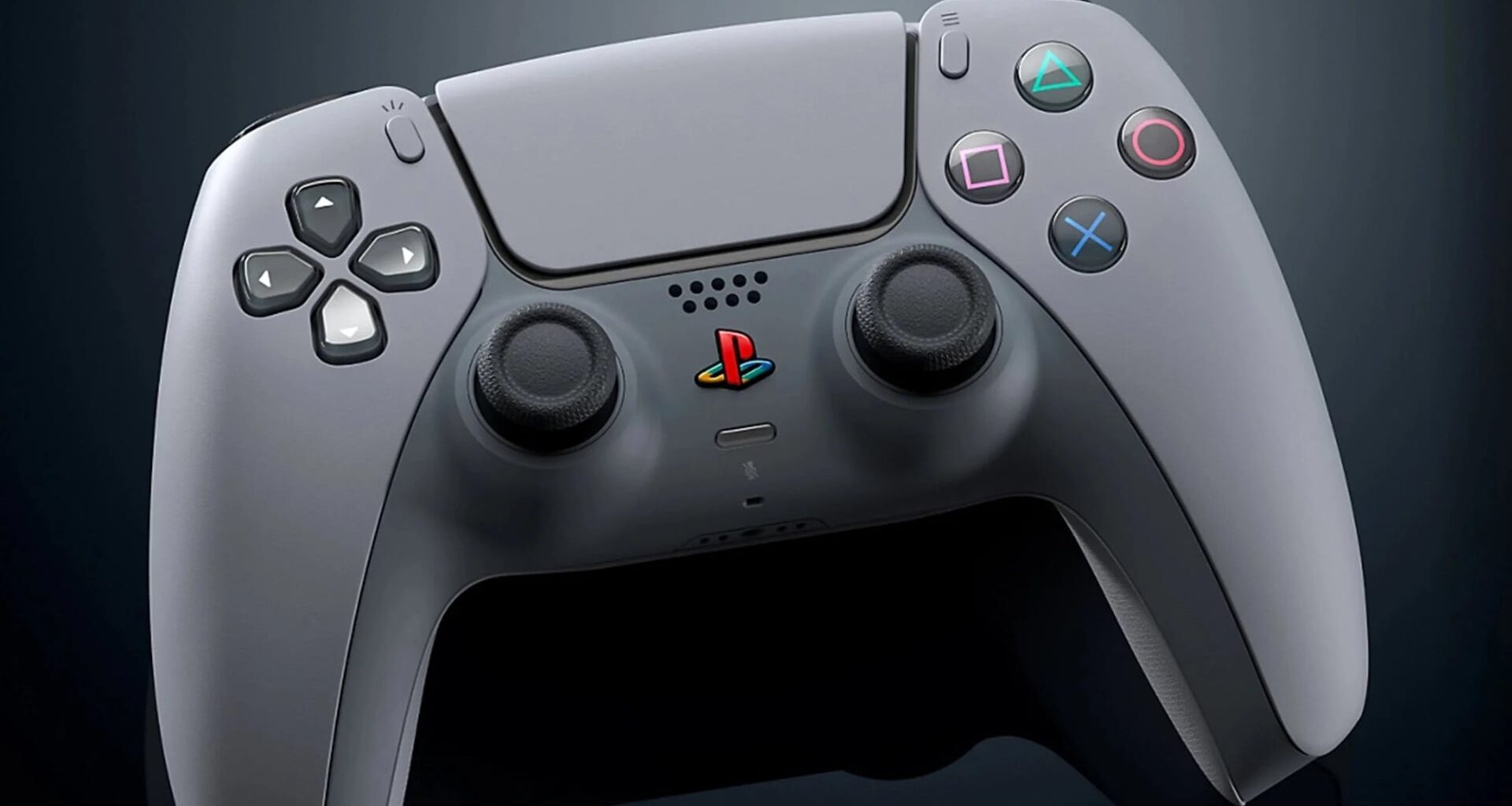 A PlayStation controller appears in retro grey.